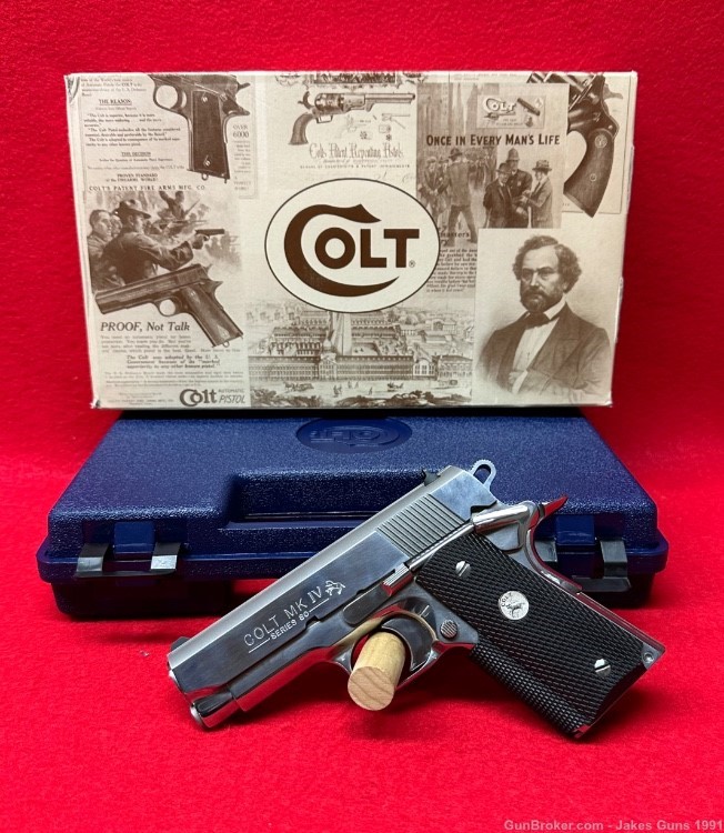  Colt Officers MK IV  .45 ACP Pistol In Box UNFIRED BRIGHT STAINLESS 1995 -img-0