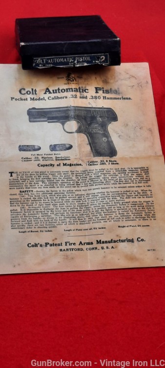 Colt Model 1903 Pocket Hammerless .32 box..Awesome Find Rare! NR-img-12