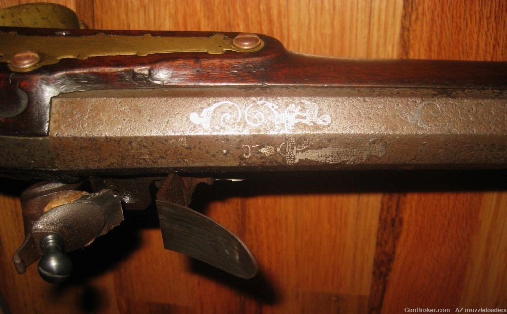 Antique Jaeger Flintlock Rifle Marked 1799. 68 caliber Swamped  Barrel-img-19