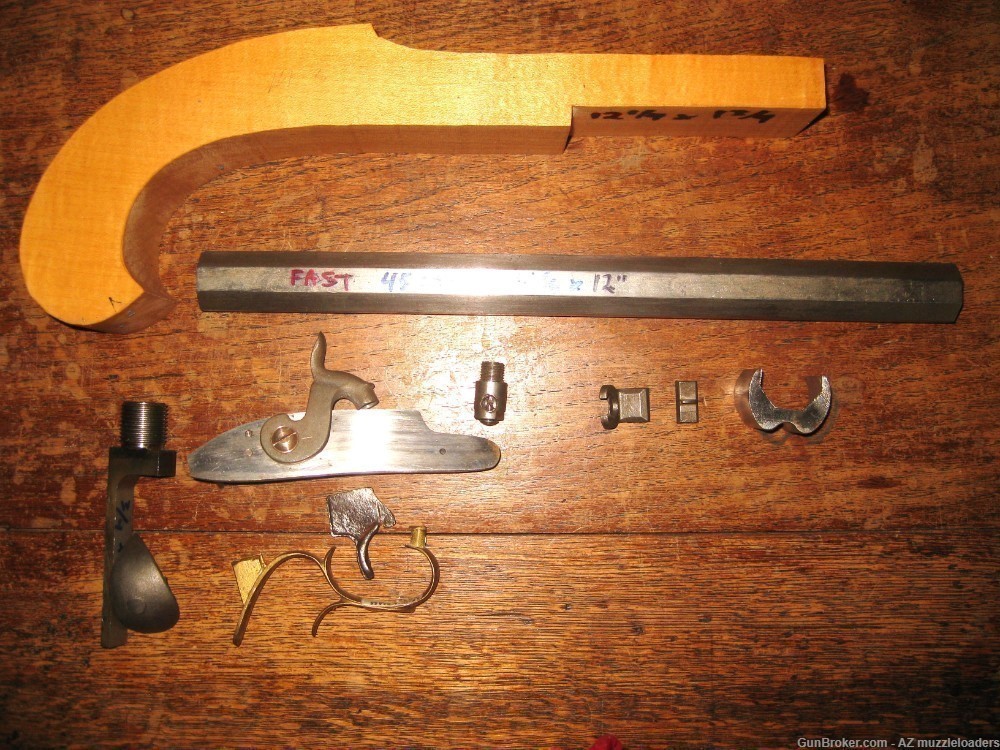 Muzzleloader Hawken Pistol Parts, Tom Faux Lock, 12" x 15/16" 45 cal-img-0