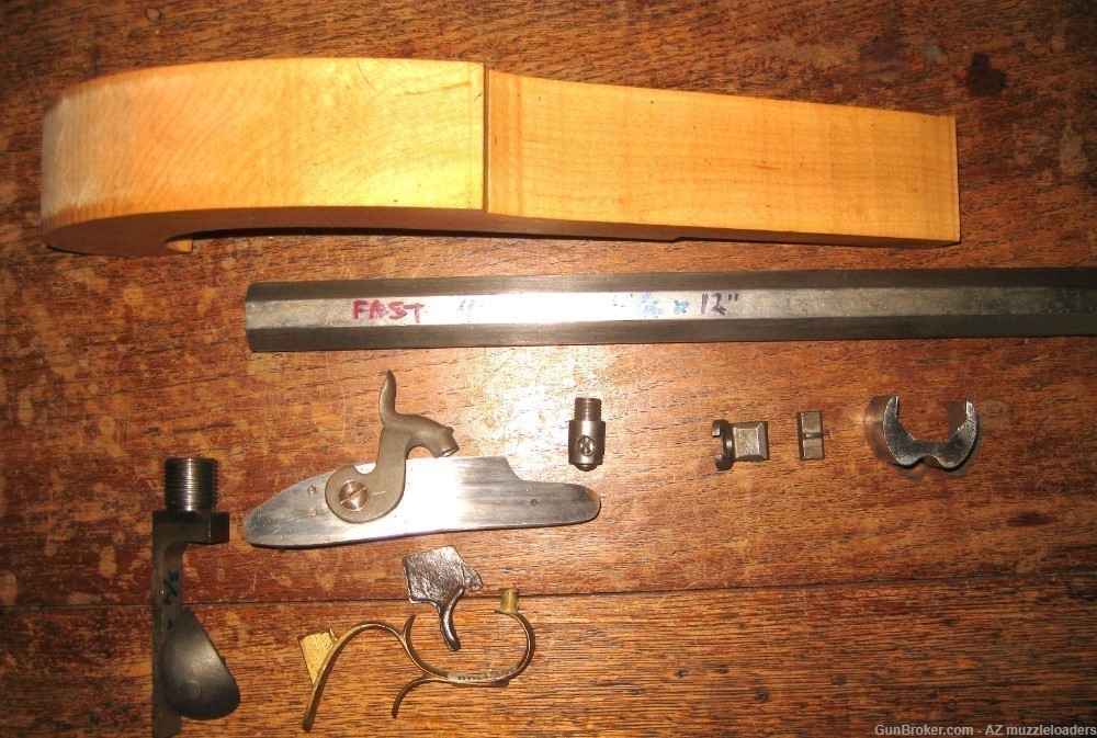 Muzzleloader Hawken Pistol Parts, Tom Faux Lock, 12" x 15/16" 45 cal-img-1