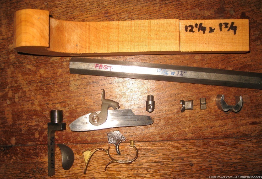 Muzzleloader Hawken Pistol Parts, Tom Faux Lock, 12" x 15/16" 45 cal-img-2