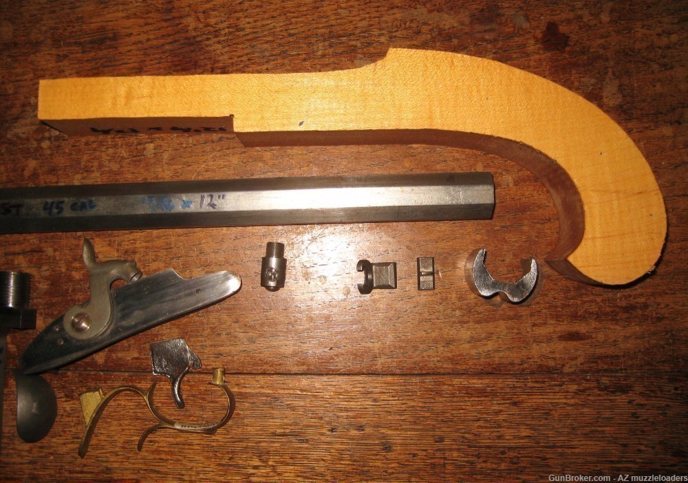 Muzzleloader Hawken Pistol Parts, Tom Faux Lock, 12" x 15/16" 45 cal-img-3