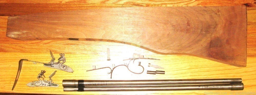 Side by Side Walnut Stock 50 Caliber Flintlock Double Rifle Parts Set-img-1