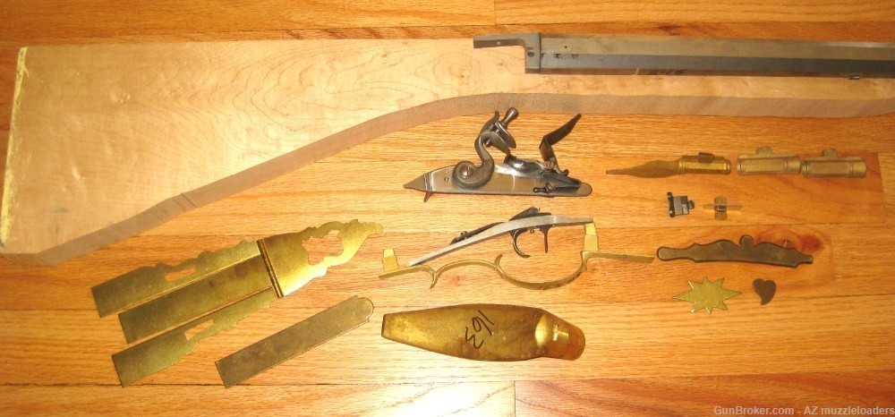 Kentucky Flintlock Rifle Parts Set,  Swamped Green Mt Barrel, Muzzleloader-img-0