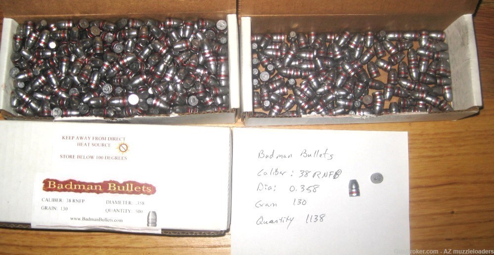 Badman Bullets 38RNFB, 0.358 cal, 130 GR, 1138 rounds-img-0