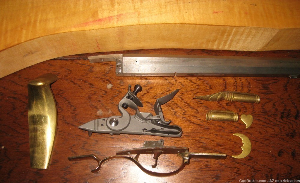 Kentucky Flintlock Rifle Parts Set, Swamped Green Mt Barrel, 58 Cal, L&R-img-0