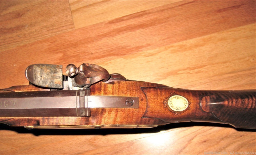 Jaeger Flintlock Rifle, 50 Cal Getz, Davis Lock, Curly Maple Custom Swamped-img-11