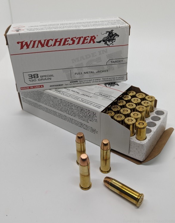 Winchester .38 Special 130 Grain FMJ Brass Ammo - 100 Rounds (PENNY START)-img-0