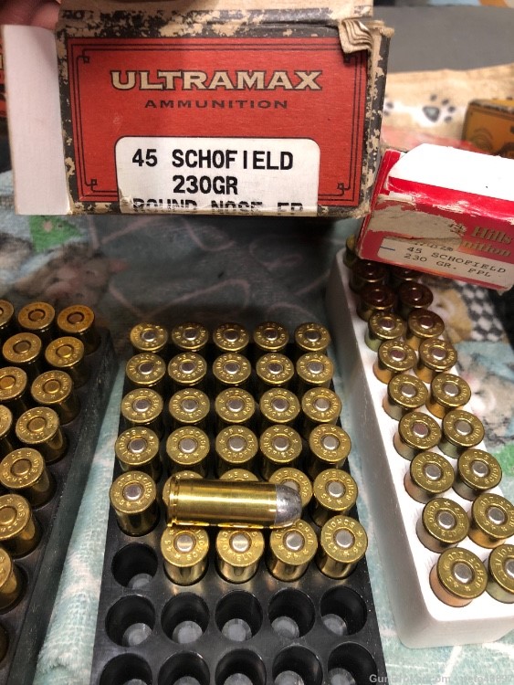 140 rounds of loaded 45 Schofield pistol ammo, 21 empty brass-img-3