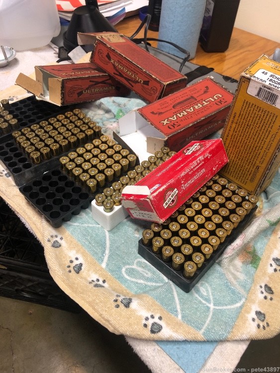 140 rounds of loaded 45 Schofield pistol ammo, 21 empty brass-img-0