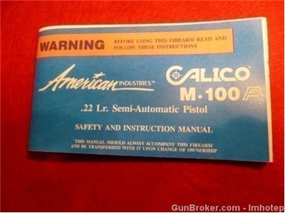 Calico M-100 Pistol Owner's Manual .22 LR 