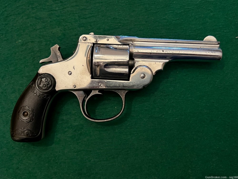 ANTIQUE IVER JOHNSON'S ARMS CYCLE WORKS NICKEL 38 BREAK TOP REVOLVER-img-8