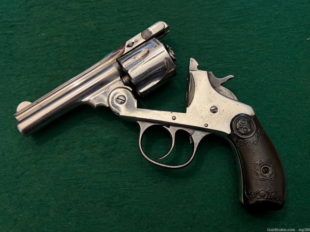 ANTIQUE IVER JOHNSON'S ARMS CYCLE WORKS NICKEL 38 BREAK TOP REVOLVER-img-11