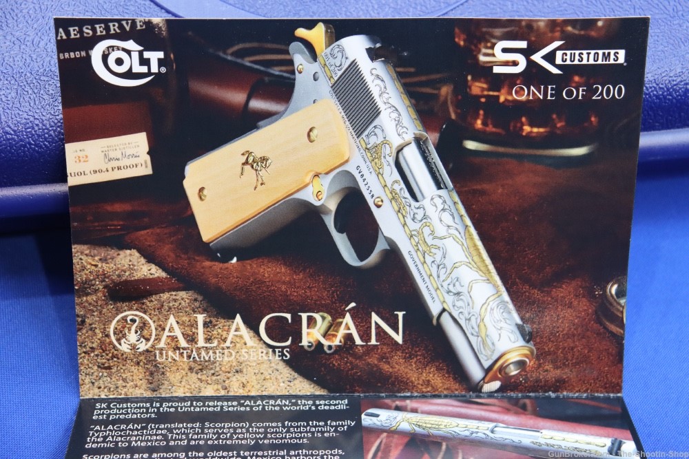Colt Untamed Series ALACRAN 1911 Pistol GOLD ENGRAVED 38 Super 1 of 200 New-img-34
