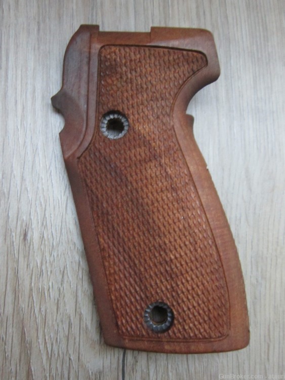 Sig Sauer P225 P6 Grips Vintage Checkered Wood Walnut + Screws Washers NTO-img-2