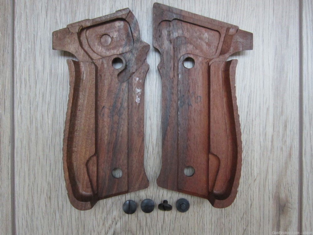 Sig Sauer P226 Grips Vintage Checkered Wood Walnut + Screws Washers NOS DK-img-3