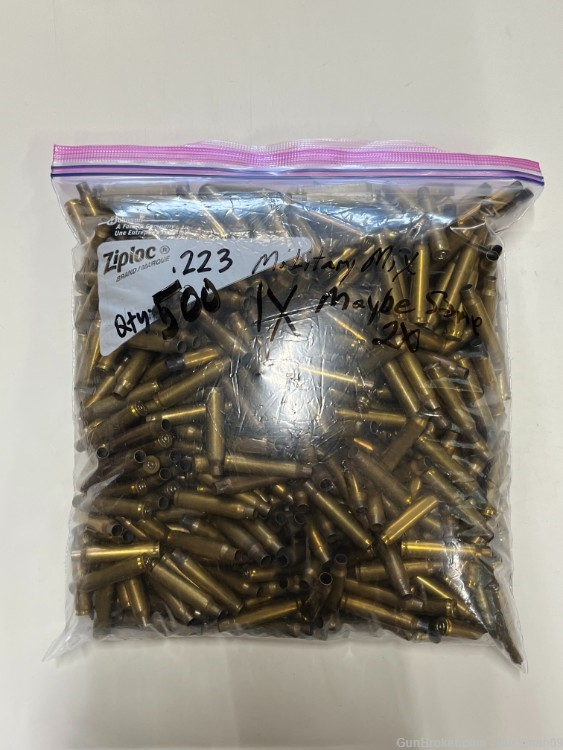 223 Rem Brass Military Mix Mostly Once-Fired 1-2x 500ct. -img-0
