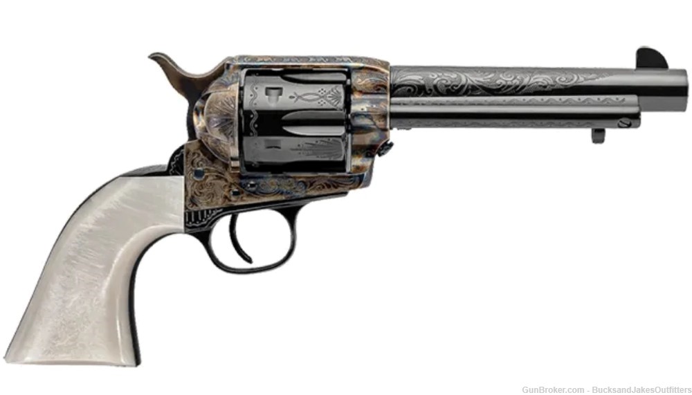 Uberti 1873 Cattleman Outlaws & Lawmen "Dalton" .45 Colt, 5.5", Pearl, Blue-img-0