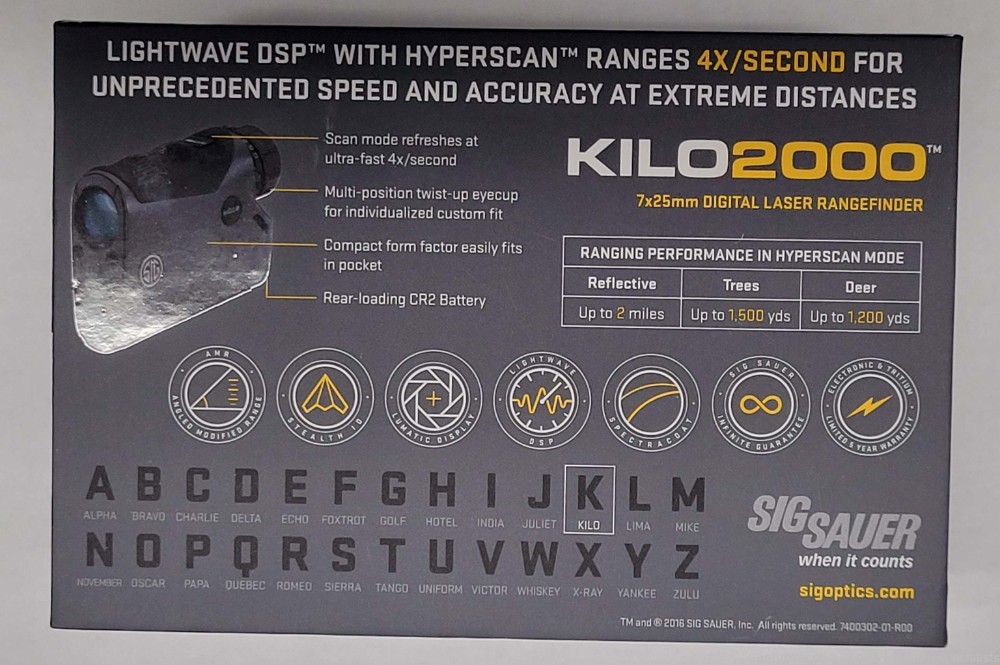 Sig Sauer Kilo 2000 7x25 Digital Laser Range Finder SOK16701 -img-1