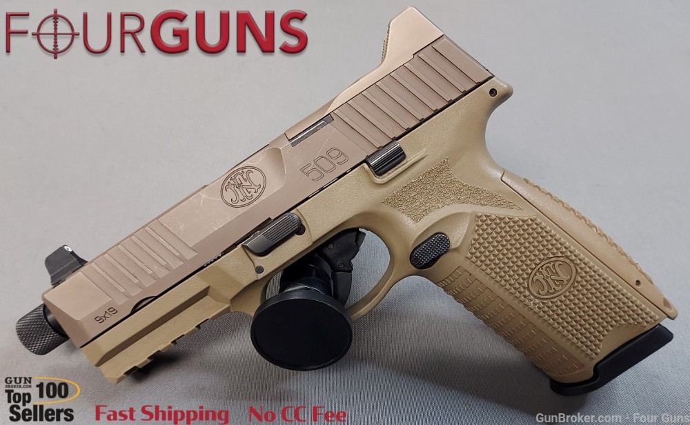 Used FN 509 Tactical Semi-Auto Pistol 9mm 4.5" Barrel 17 $ 24 Rd Mags-img-0