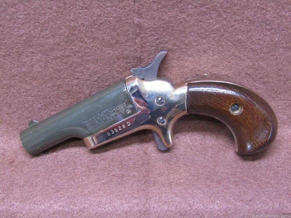 Colt Derringer 22 Short Single Shot Pistol with Wood Presentation Case-img-1