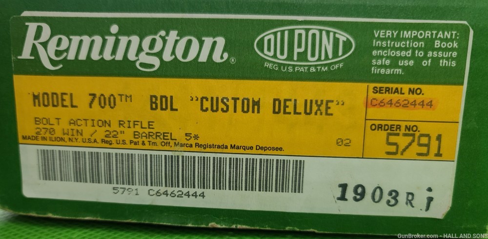 Remington 700 BDL * CUSTOM DELUXE * 270 Win * BORN 1989 IN ORIGINAL BOX-img-4