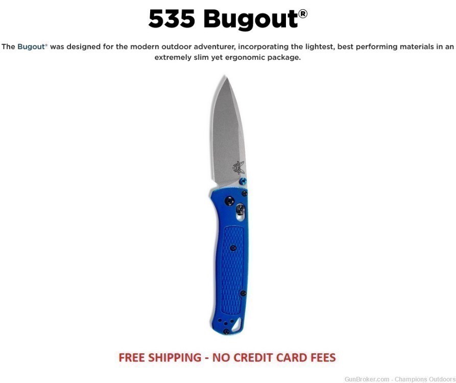 FRES SHIPPING - BENCHMADE 535 BUGOUT FOLDING KNIFE w FREE SHIPPING-img-0