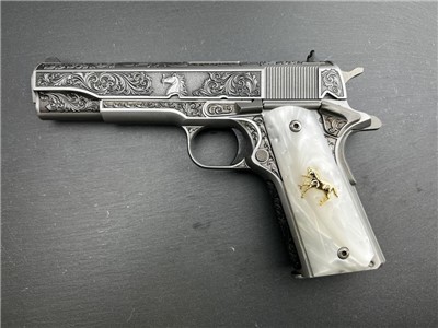 Colt 1911 .38 Super Engraved Master Scroll Rampant Colt AAA by Altamont