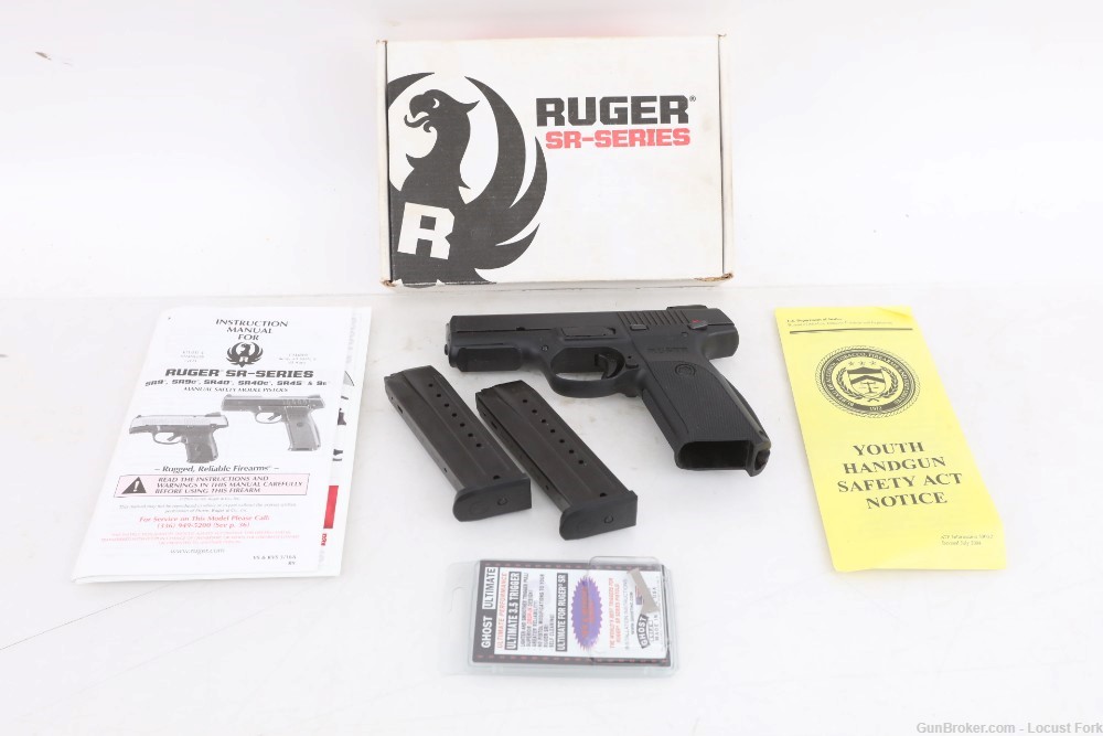 Ruger SR9 9mm 4" Ambi w/ Ghost Trigger Factory Box 2-17rd Mags No Reserve-img-0