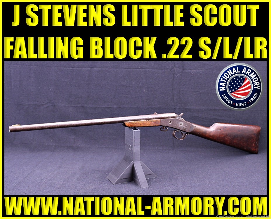 J STEVENS 14 1/2 LITTLE SCOUT FALLING BLOCK .22 LR SINGLE SHOT 1903-1940'S-img-0