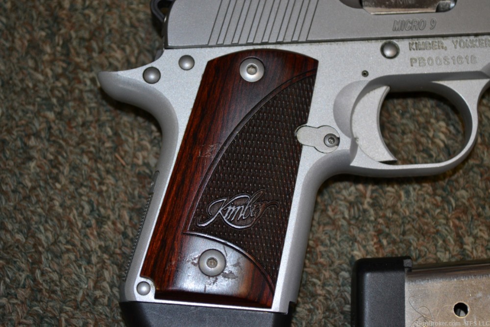 Kimber Micro 9 Stainless with Rosewood Grips 2 Magazines-img-2