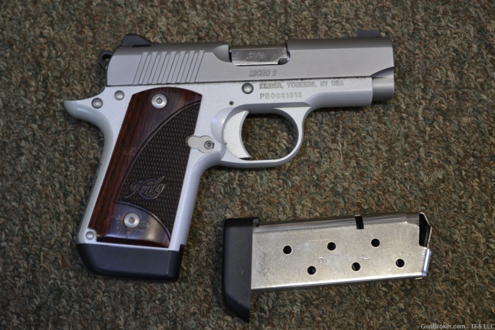 Kimber Micro 9 Stainless with Rosewood Grips 2 Magazines-img-0