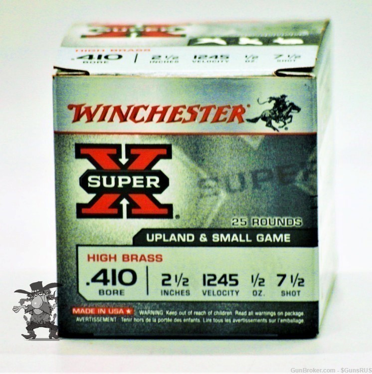 410 WINCHESTER High Brass .410 SuperX No,7.5 Shot Small Game 2½" 25 RDS-img-1