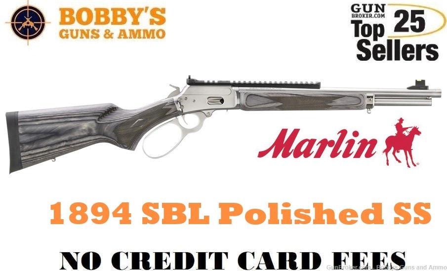Marlin 70432 1894 SBL 44 Special/44 Rem Mag 8+1/9+1 16.10" Polished Stainle-img-0