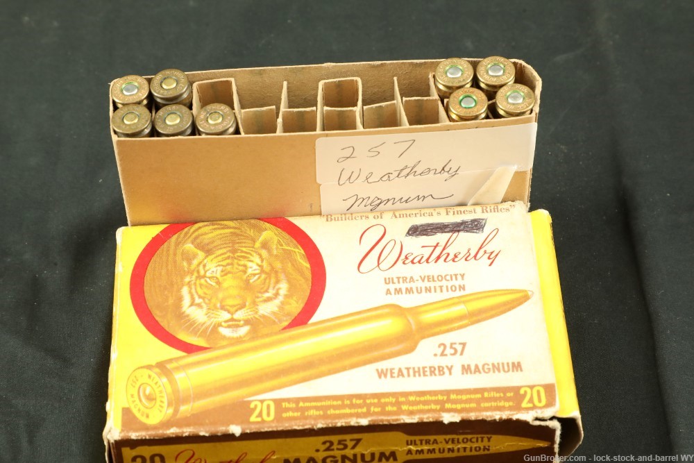 69x Vintage Weatherby .257 Wby. mag 87/100/117 Gr. SP Reloaded Ammo -img-4
