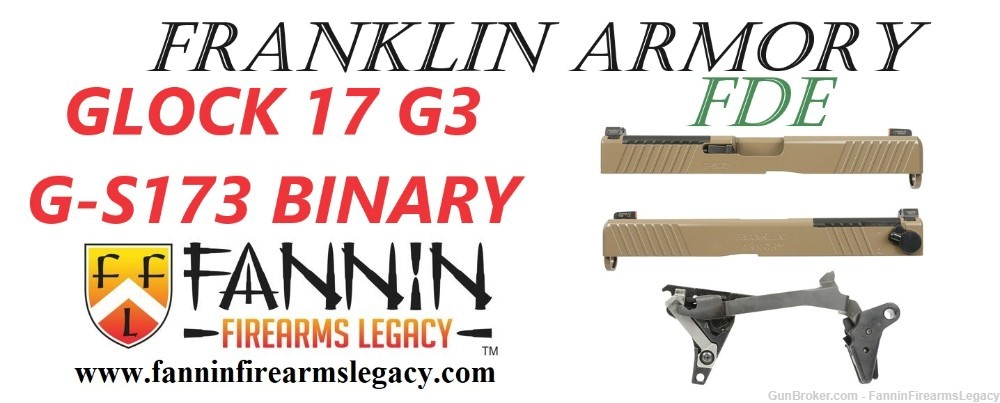 FRANKLIN ARMORY G-S173 FDE BINARY SLIDE Glock 17 G3 -img-0