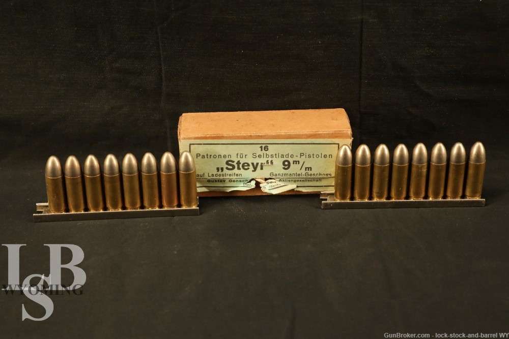 Approximately 16x Vintage Steyr 9mm Bullets -img-0