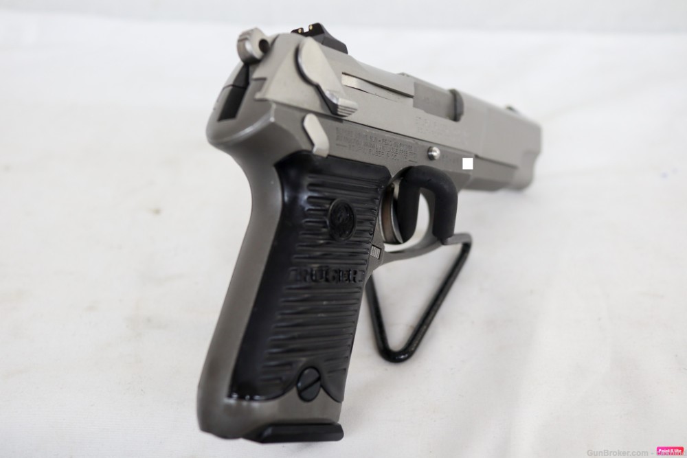 1995 Ruger P90 .45ACP 4.5” Stainless Steel S.Auto Pistol – Black Grips -img-2