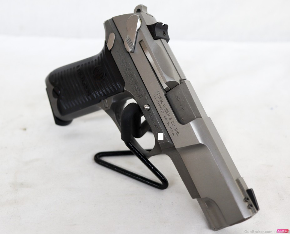 1995 Ruger P90 .45ACP 4.5” Stainless Steel S.Auto Pistol – Black Grips -img-8