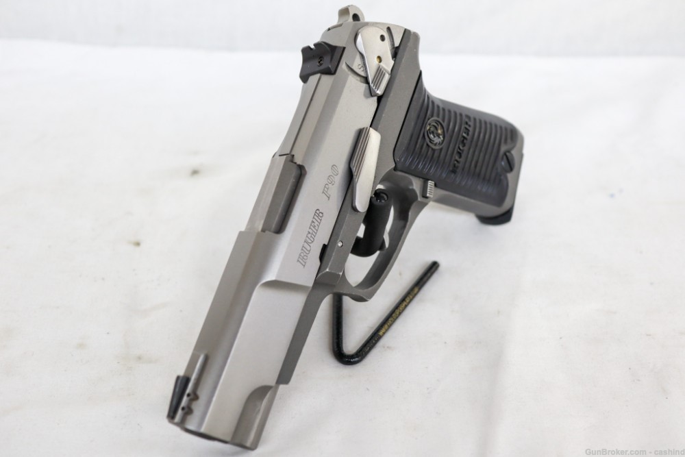 1995 Ruger P90 .45ACP 4.5” Stainless Steel S.Auto Pistol – Black Grips -img-5
