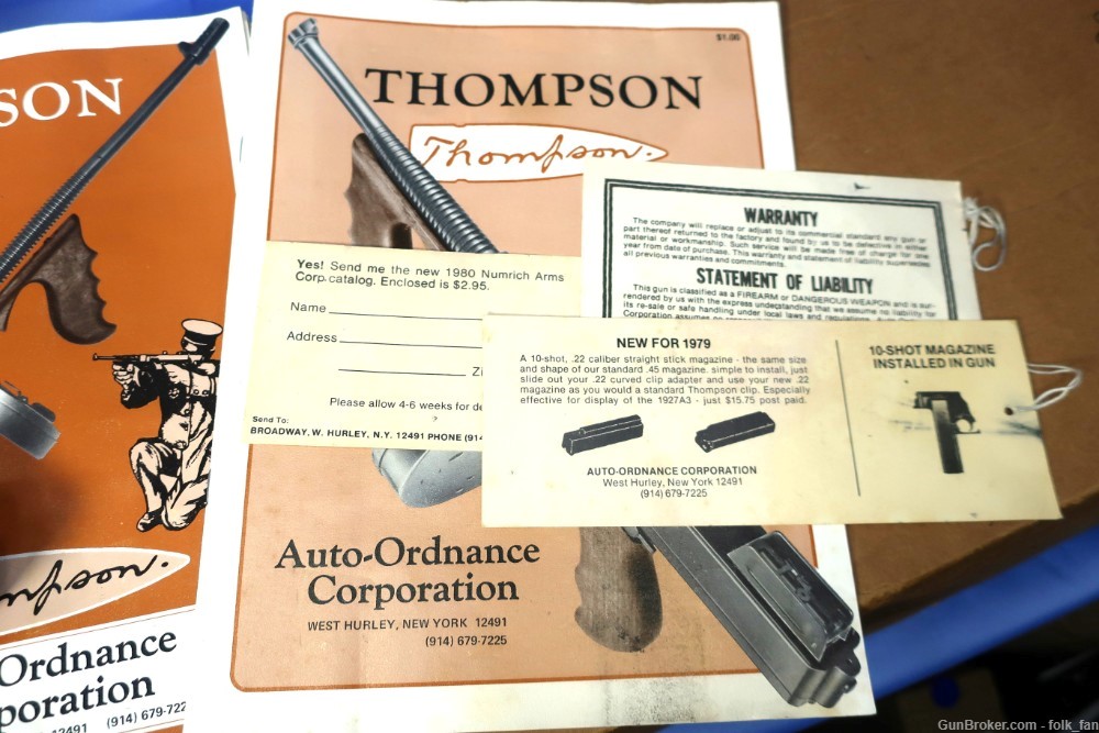 Auto Ordnance West Hurley Thompson 1927A3 22LR w/Box ca. 1980 Scarce 22!-img-21
