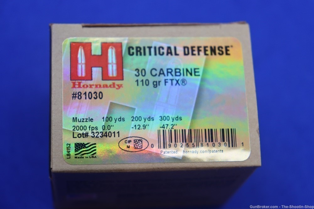 Hornady FTX Critical Defense 30 CARBINE Ammunition 250RD Ammo Lot 110GR FTX-img-5