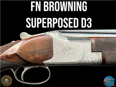 FN BROWNING BELGIUM SUPERPOSED D3 - 3-PIECE FOREND - 1968  - 28" BBL