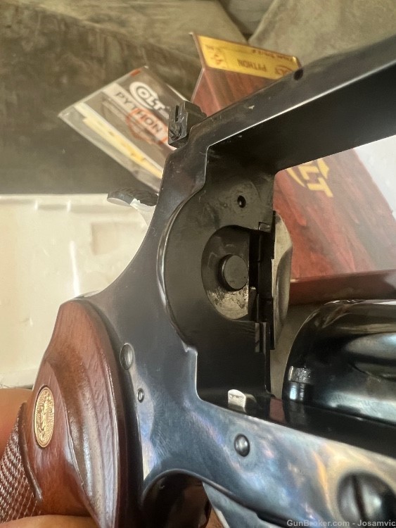 Colt Python 4” blued .357 magnum 6 shot revolver wood grips circa1978 LNIB -img-12