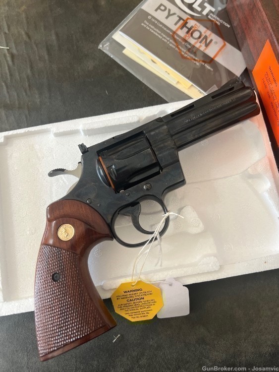 Colt Python 4” blued .357 magnum 6 shot revolver wood grips circa1978 LNIB -img-0