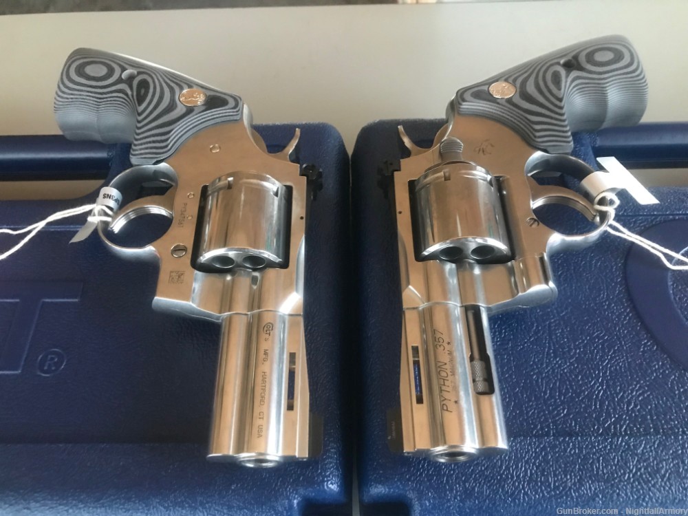 Pair of Colt Python Combat Elite .357 MAG Revolvers 3" SS 357 Consec #'s !-img-1
