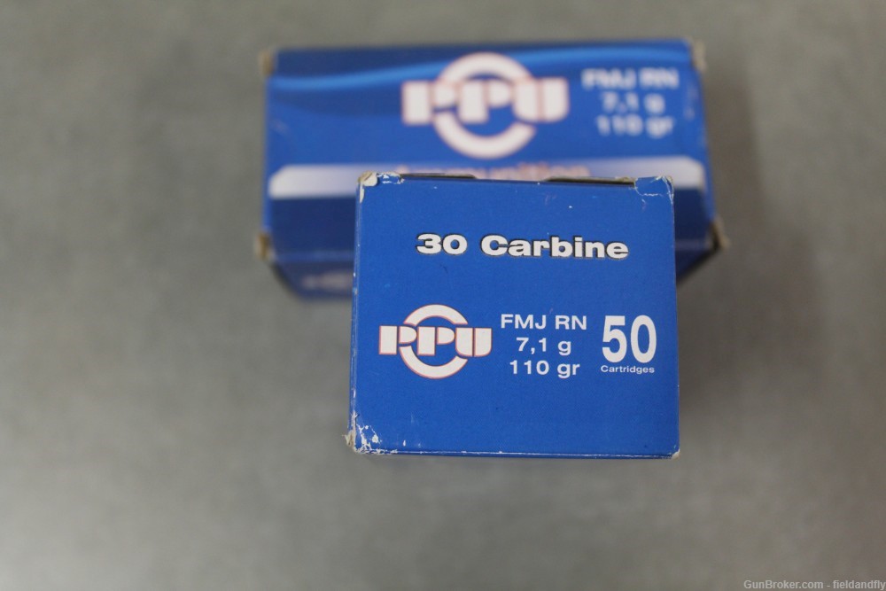 PPU 30 Carbine 110 grain FMJ, 2 box of 50 = 100 rounds total-img-1