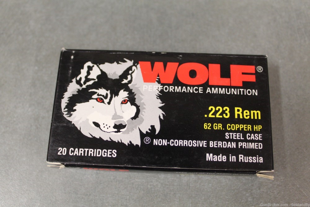 Wolf performance ammunition, 223 Rem 62 gr copper HP steel case, 380 rounds-img-4