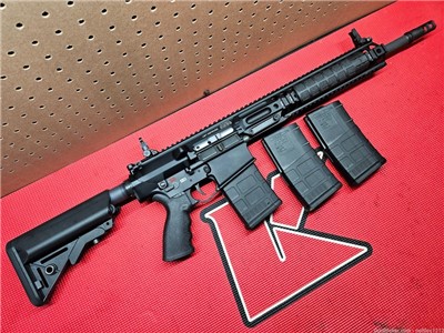 LMT MARS-H Quad 16in + 3 mags, muzzle brake, and irons.